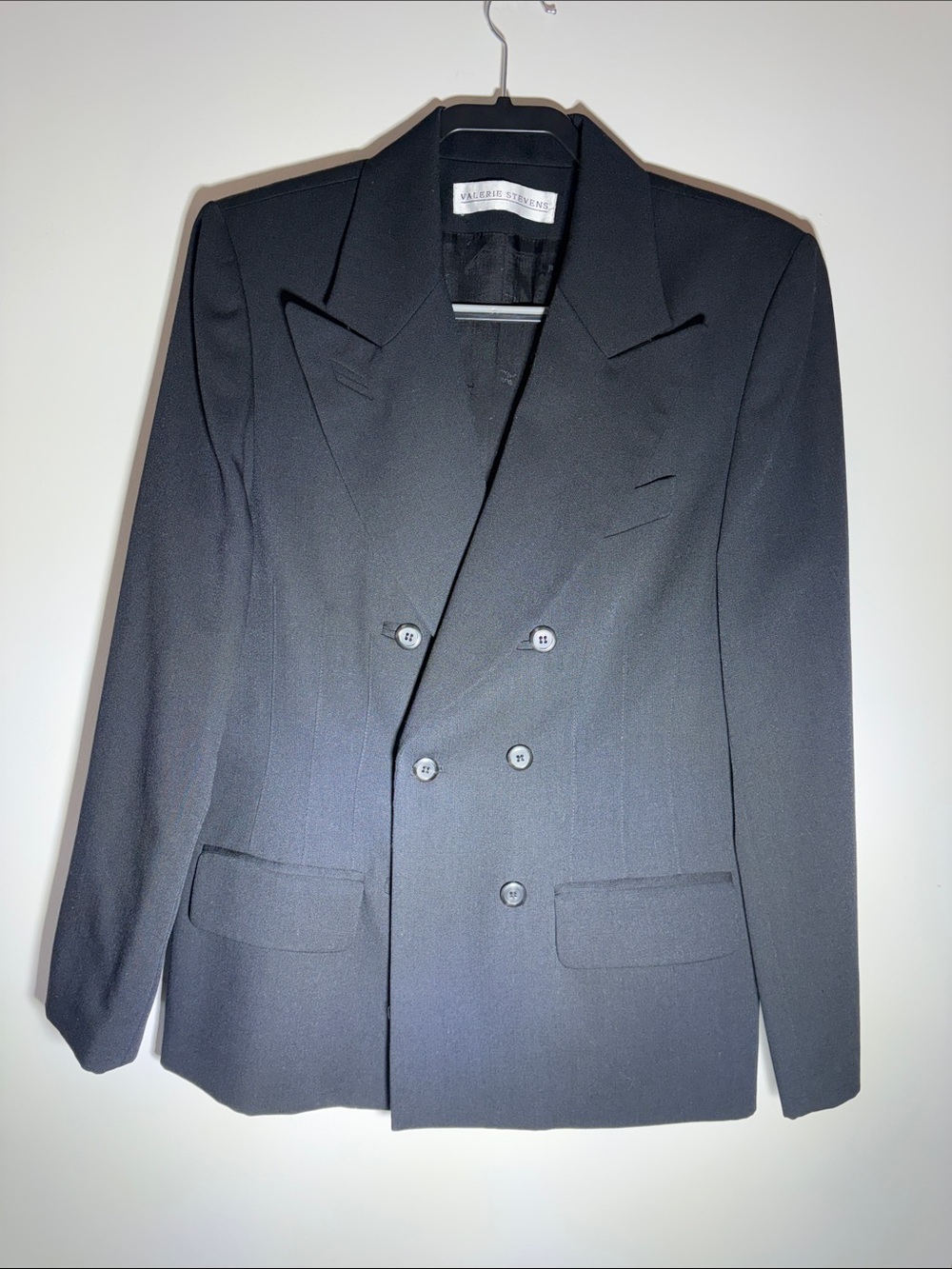 Valerie Stevens Black Wool Double Breasted Blazer- Size 10